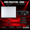 ensemble vidéo-projecteur avec écran dépliable. Idéal pour mariage, anniversaire et baptême.