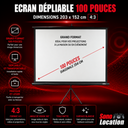 location écran de projection dépliable 100 pouces.